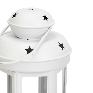 Фонарь со звездами 16,5см белый металл 000000000001219469