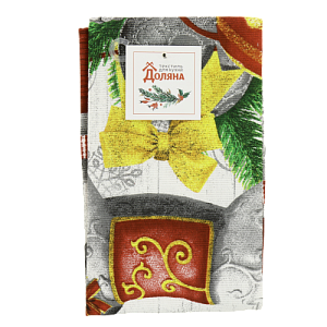 Полотенце 35х60см ДОЛЯНА Новогодние игрушки 100% хлопок 160г/м2 000000000001208903