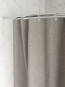 Шторка для ванной 200x200см DE'NASTIA Nature водоотталкивающая светло-серый лён/полиэстер 000000000001226768