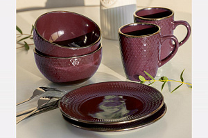 Кружка 385мл LUCKY Точки металлическая кайма фиолетовый керамика 000000000001211246