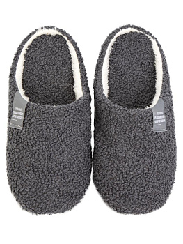 Тапочки домашние 42-43 мужские утепленные серый полиэстер/ПВХ 000000000001228795