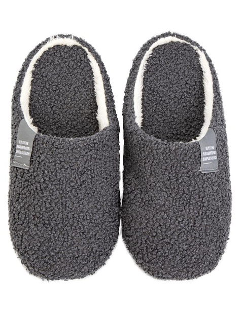 Тапочки домашние 42-43 мужские утепленные серый полиэстер/ПВХ 000000000001228795