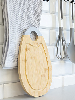 Доска разделочная 30x18x1,5см DE'NASTIA цветной край серый бамбук 000000000001220166