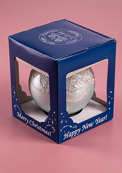 Декоративное украшение 9см Шар 4,5 БИРЮСИНКА Морозный стекло 000000000001179986