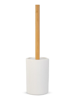 Ерш для унитаза 9,8х9,8х37см с подставкой белый полипропилен/бамбук 000000000001226603