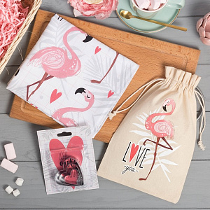 Набор кухонный в мешочке Фламинго (полотенце + формочки для печенья) 4685255 000000000001200859