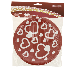 Тарелка бум Красная с сердцами 17 см 6 ш 000000000001184962