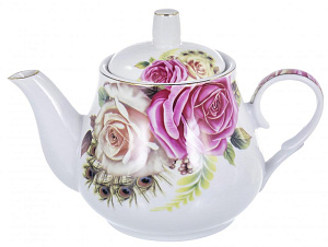 Чайник 750мл Olaff Флора подарочная упаковка фарфор 124-01155 000000000001203991