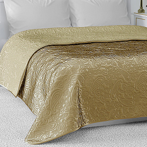 Покрывало 240х260см DE'NASTIA Палермо двустороннее атласное/матовое оливковое 100% полиэстер 000000000001206925