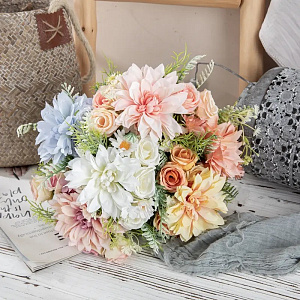 Цветок искусственный букет Далия 27см сиреневый 000000000001218422