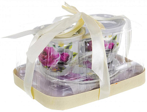 Сервиз чайный 4 предмета (чашки 220мл) OLAFF Изыск Флора подарочная упаковка фарфор 000000000001197817