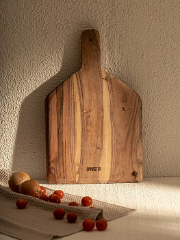 Доска разделочная 25x40x2см DE'NASTIA квадратная с ручкой скошенный край акация 000000000001221810