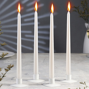 Набор свечей 4шт 25см белый парафин 000000000001214475