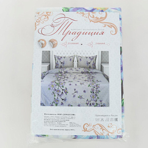 Комплект постельного белья 1,5-спальный ТРАДИЦИЯ Саккура рис025 Вид9/1 голубой белоземельная бязь хлопок 100% 000000000001207154