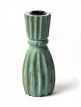 Подсвечник 5x5x13см DE'NASTIA бирюзовый дерево манго 000000000001230455