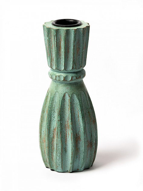 Подсвечник 5x5x13см DE'NASTIA бирюзовый дерево манго 000000000001230455