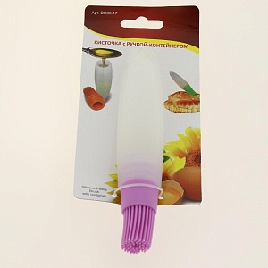 Кисточка кулинарная 18,5см МУЛЬТИДОМ с ручкой-контейнером 30мл силикон 000000000001190125