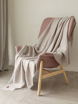 Плед двухсторонный 140x180см DE'NASTIA Зиг-заг молочный/бежевый акрил 000000000001218618