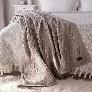 Плед 150х200см DE'NASTIA Коса бежевый 100%акрил 000000000001212166