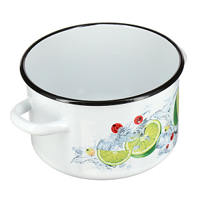 Кастрюля 3,9л СТАЛЬЭМАЛЬ цилиндрическая форма с деколью эмалированная сталь 000000000001107969