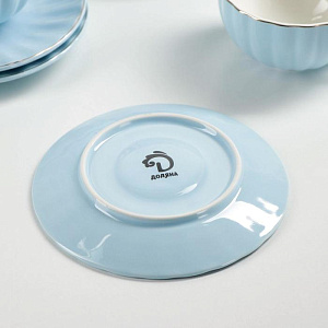 Набор чайный 12 предметов (чашка 200мл-6шт/блюдце 15см-6шт) ДОЛЯНА Вивьен голубой фарфор 000000000001210619