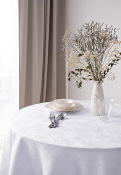 Скатерть 180см DE'NASTIA эффект потёртости белый жаккард полиэстер 000000000001211741