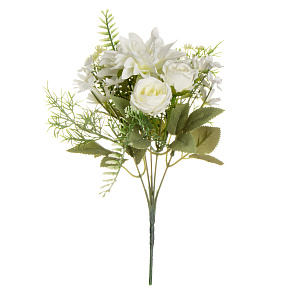 Цветок искусственный букет Далия 27см белый 000000000001218420