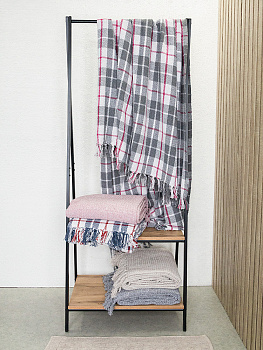 Покрывало 150x200см DE'NASTIA розовый вафельное меланж хлопок 000000000001229654