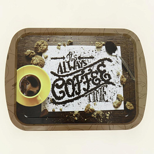 Поднос 45х32,5см НОВЫЙ АРГУМЕНТ Кофе прямоугольный жестяной 000000000001204681