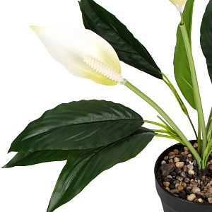 Цветок искусственный растение Спатифиллум 44см белый в горшке 000000000001218466