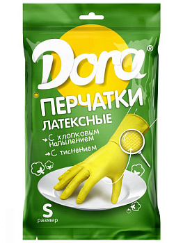 Перчатки Dora латексные размер S, с хлопковым напылением, прочные, эластичные, артикул 2004-001/S 000000000001203028
