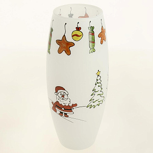 Ваза h25см ЯБЛОКО бочка Дед Мороз декорированная стекло 000000000001210220