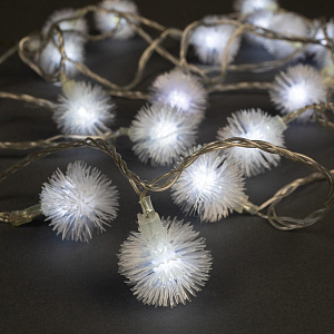 Гирлянда-Нить 5м 30LED LUAZON LIGHTING IP20 8 режимов 220В с насадками Ёжики белые прозрачная нить свечение белое 000000000001207987