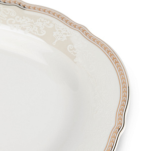 Блюдо овальное 30см Stephanie с перламутром золото фарфор 000000000001219786