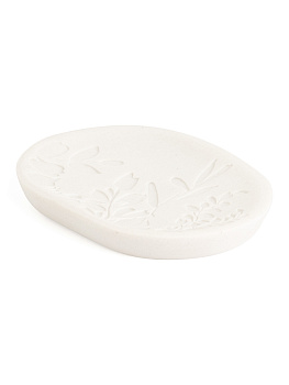 Мыльница DE'NASTIA Тиснение цветы белый полирезина 000000000001213496
