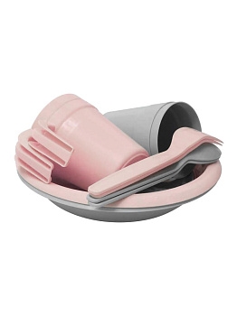 Набор Дачный 12 предметов ИНТЕРМ серый/розовый полипропилен 000000000001223683