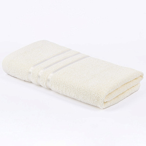 Полотенце махровое 50х90см СОФТИ бордюр 3 полоски молочный хлопок 100% 000000000001212203
