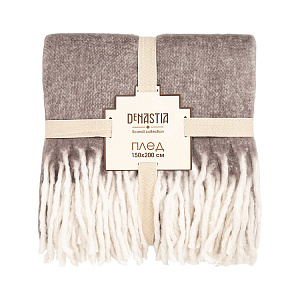 Плед 150x200см DE'NASTIA под мохер Белая бахрома серый акрил 000000000001222316