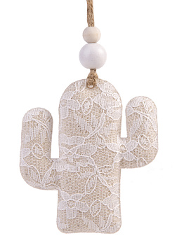 Новогоднее подвесное украшение Ажурный кактус из хлопчатобумажной ткани / 7,5x1,5x8,5см арт.80208 000000000001191279