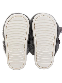 Тапочки домашние 40-41 женские меховые атласный бант серый полиэстер/ПВХ 000000000001228916