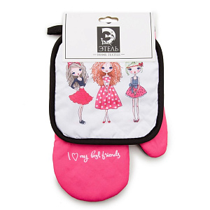 Набор кухонный Этель Love Life Подружки (прихватка 17х17см + рукавица 26х16см) 100%пэ 4485848 000000000001200835