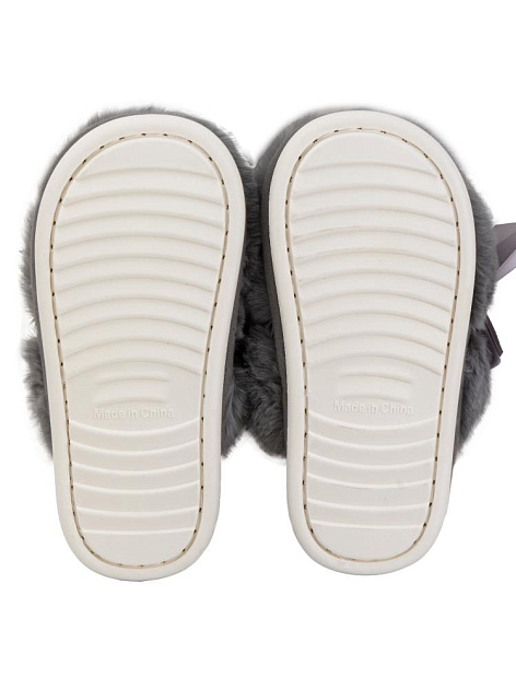 Тапочки домашние 40-41 женские меховые атласный бант серый полиэстер/ПВХ 000000000001228916