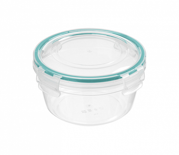 Контейнер для продуктов 500мл IDILAND герметичный с замками круглый бесцветный пластик 000000000001218684