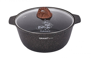 Кастрюля-жаровня 4л KUKMARA Granit Ultra Original стеклянная крышка антипригарное покрытие литой алюминий 000000000001204823