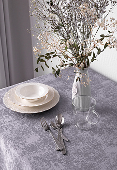 Скатерть 140x200см DE'NASTIA эффект потертости серый жаккард полиэстер 000000000001211732