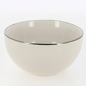 Салатник 13,6см/600мл LUCKY Точки металлическая кайма бежевый керамика 000000000001211239