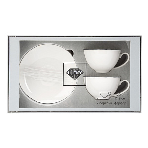 Набор чайный 4 предмета Классик с серебром в подарочной упаковке фарфор 000000000001219689