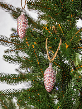 Набор декоративных украшений Шишка Еловая 2шт 7см БИРЮСИНКА розовый стекло 000000000001180008