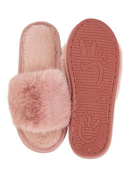 Тапочки домашние 38-39 женские меховые открытые розовый полиэстер/ПВХ 000000000001228870