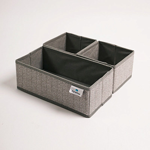 Набор органайзеров для хранения 3шт 28x14x10см РУТАУПАК без крышки серый ткань 000000000001211972
